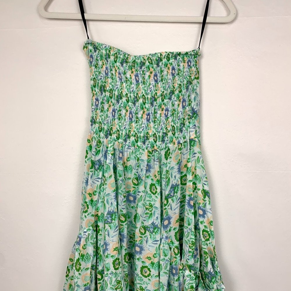 NWT SWF Strapless Midi Maxi Floral Dress Renewed Green White Small - Picture 9 of 10